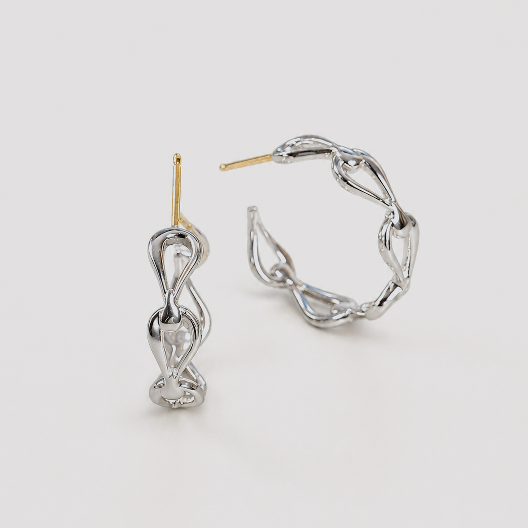 Harp Eternity Hoop Earrings in Sterling Silver (In Stock)
