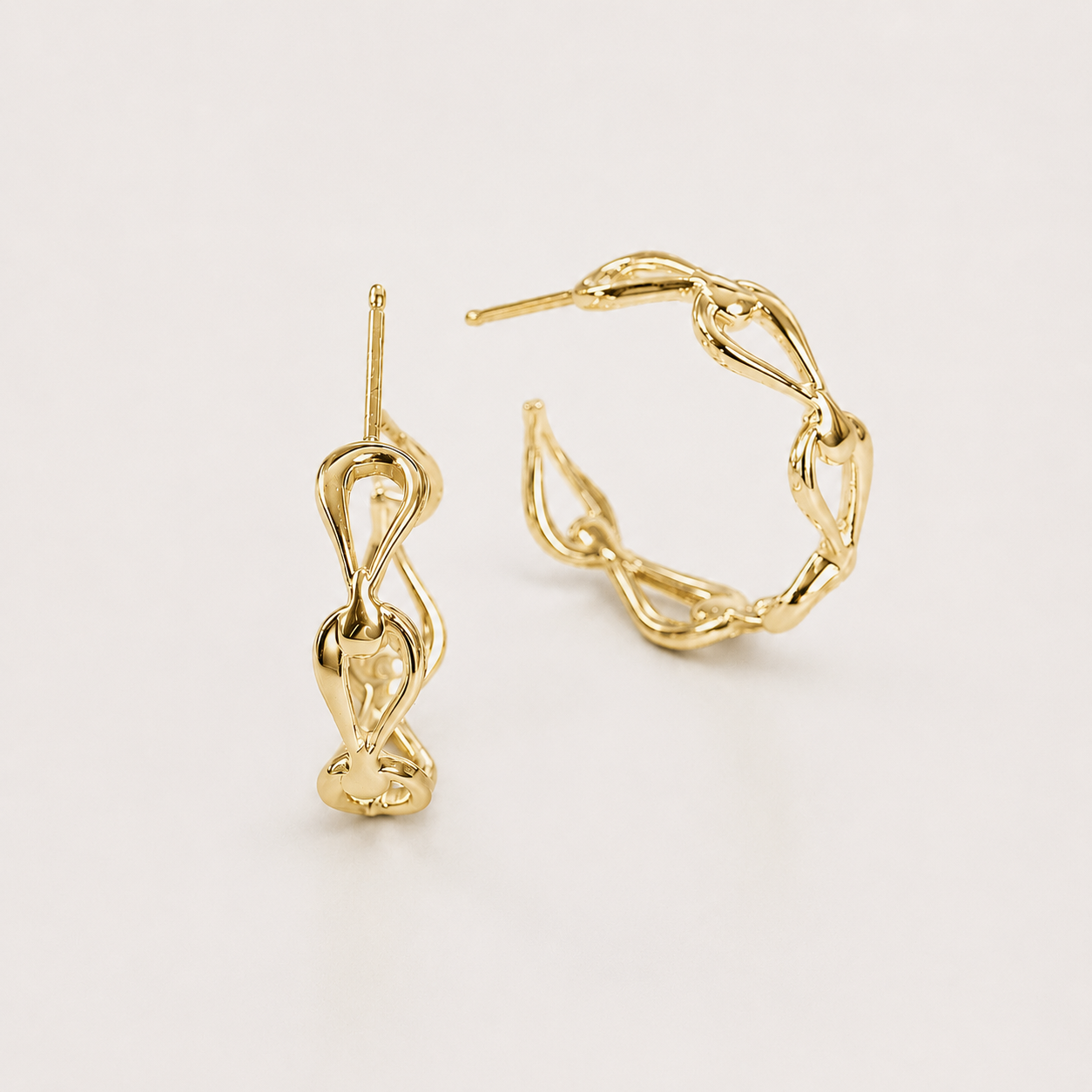 Harp Eternity Hoop Earrings in 18K Gold (In Stock)