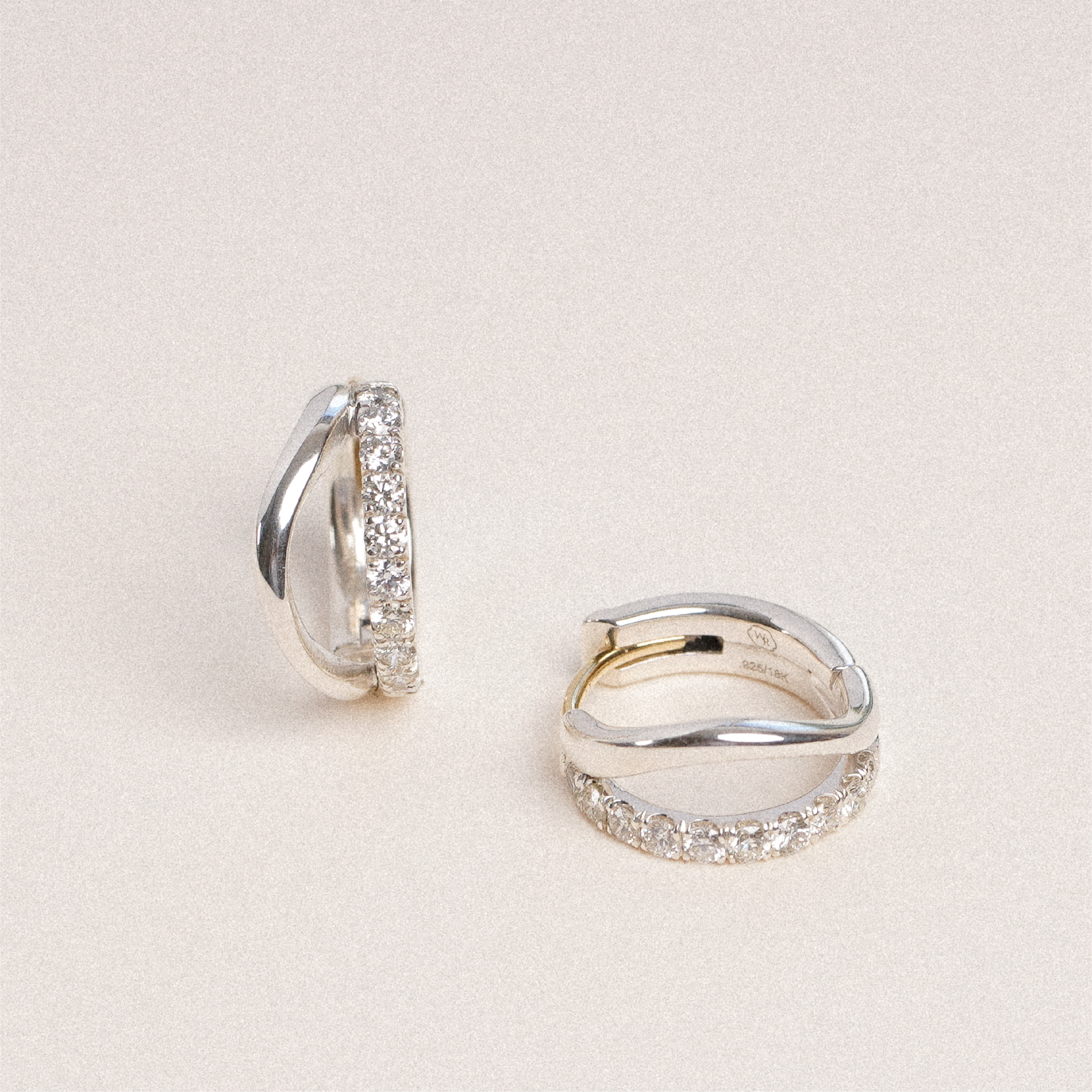 Harp Silhouette Huggie Earrings in Sterling Silver
