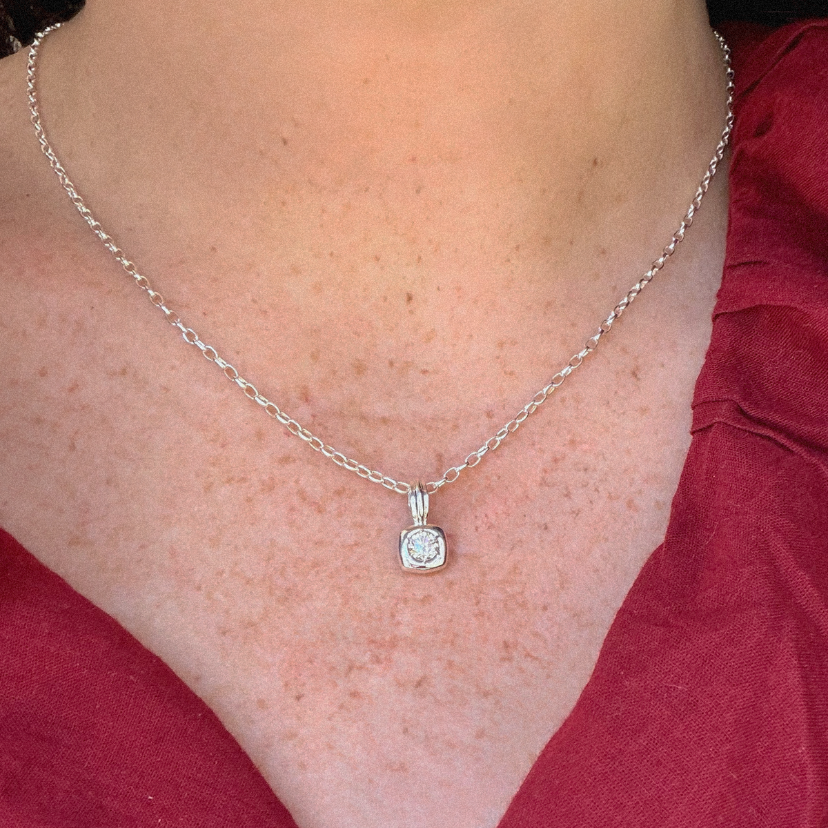 Mini Flourish Diamond Pendant in Sterling Silver