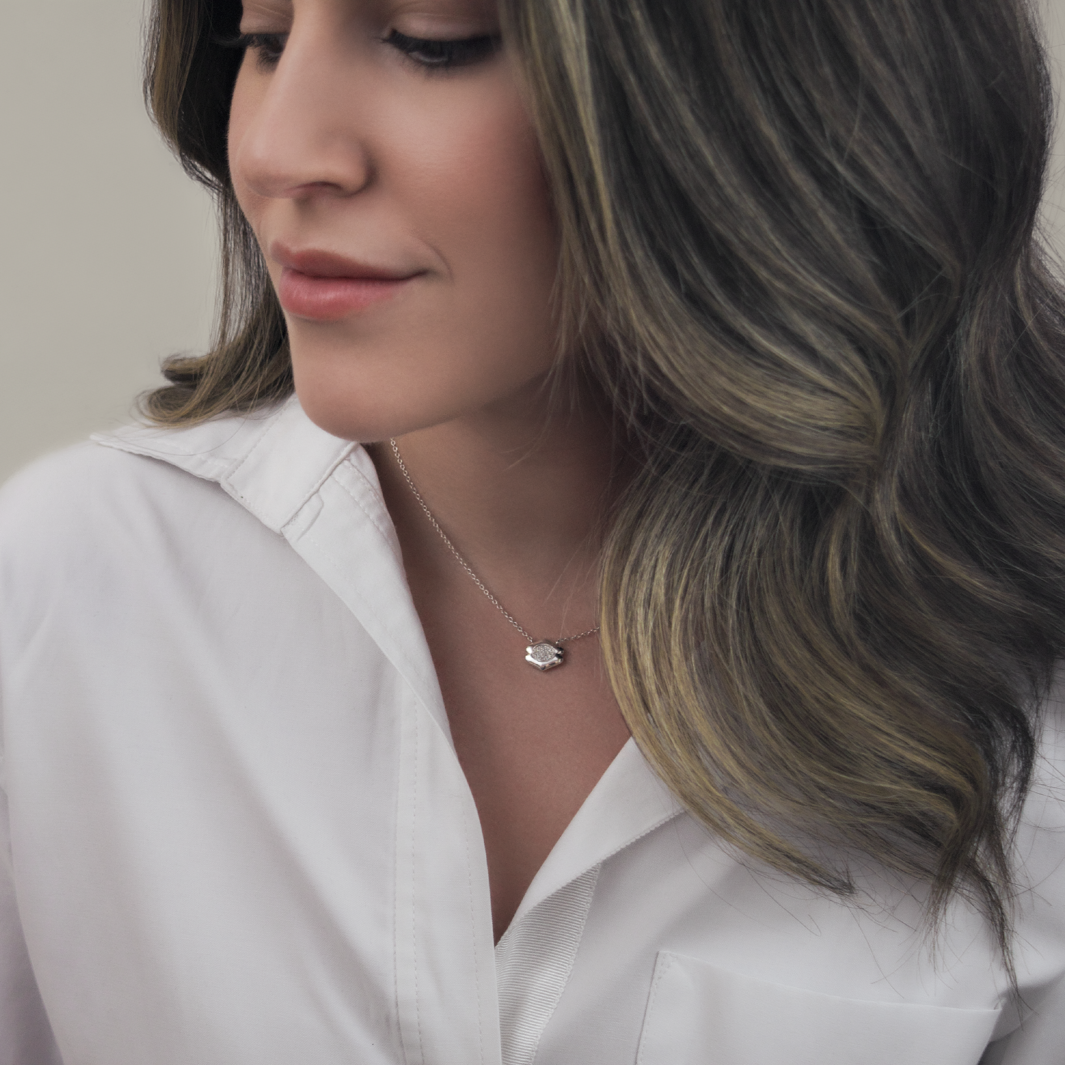 Quatreharp Pendant Necklace with Diamonds