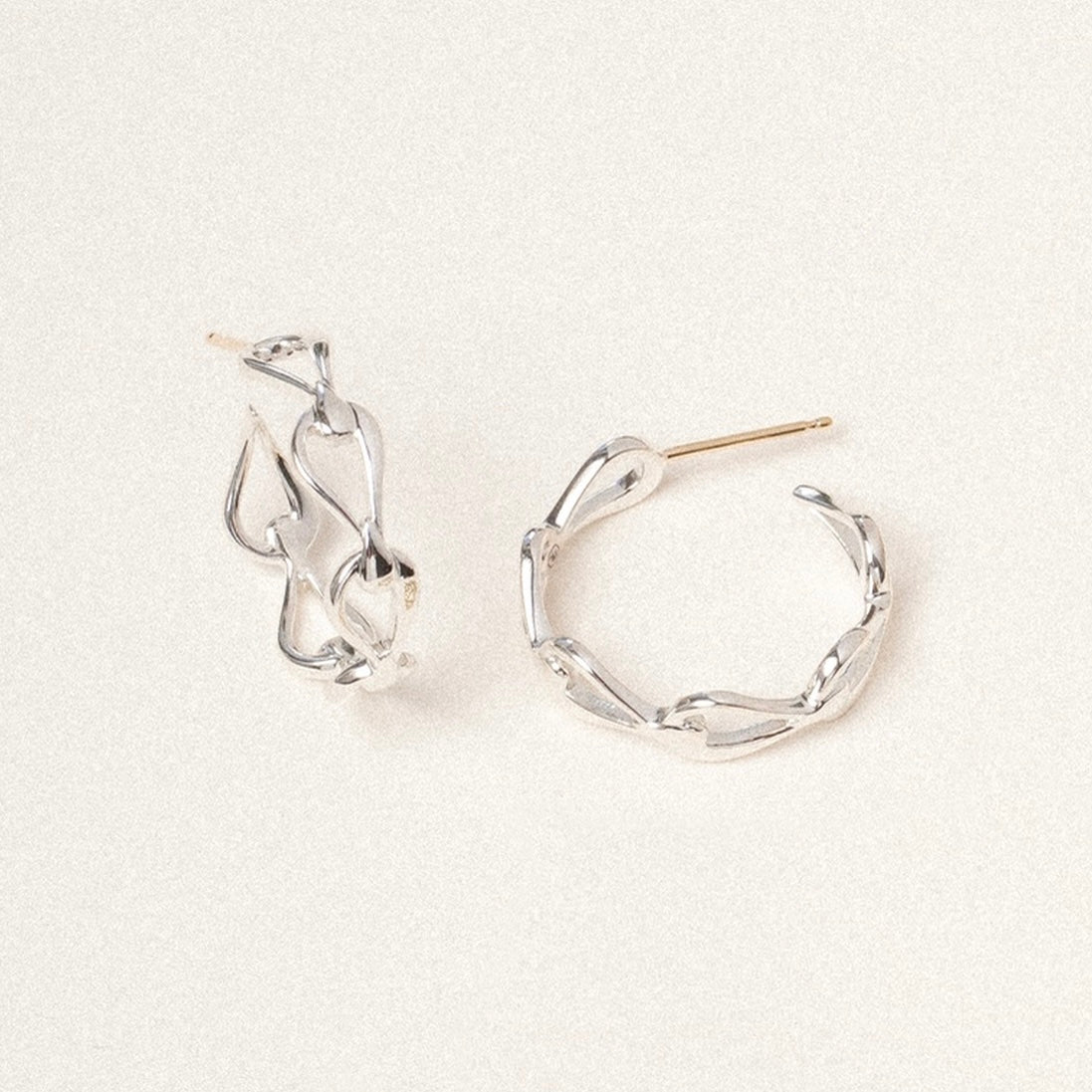Harp Eternity Hoop Earrings in Sterling Silver