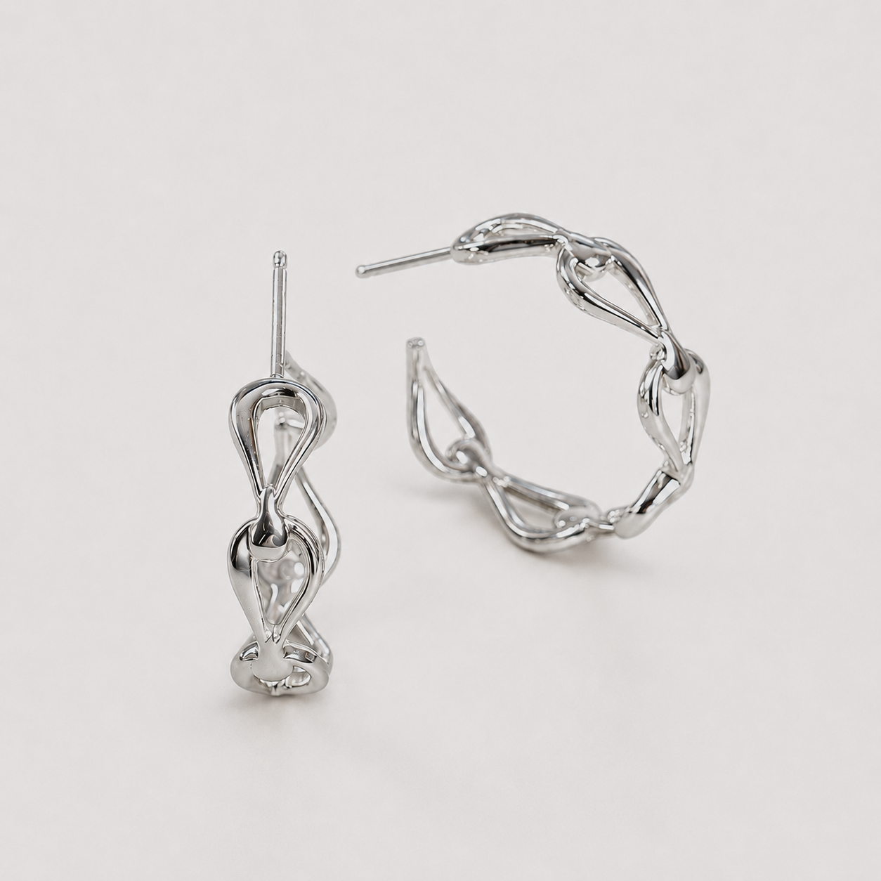 Harp Eternity Hoop Earrings in 18K Gold (In Stock)