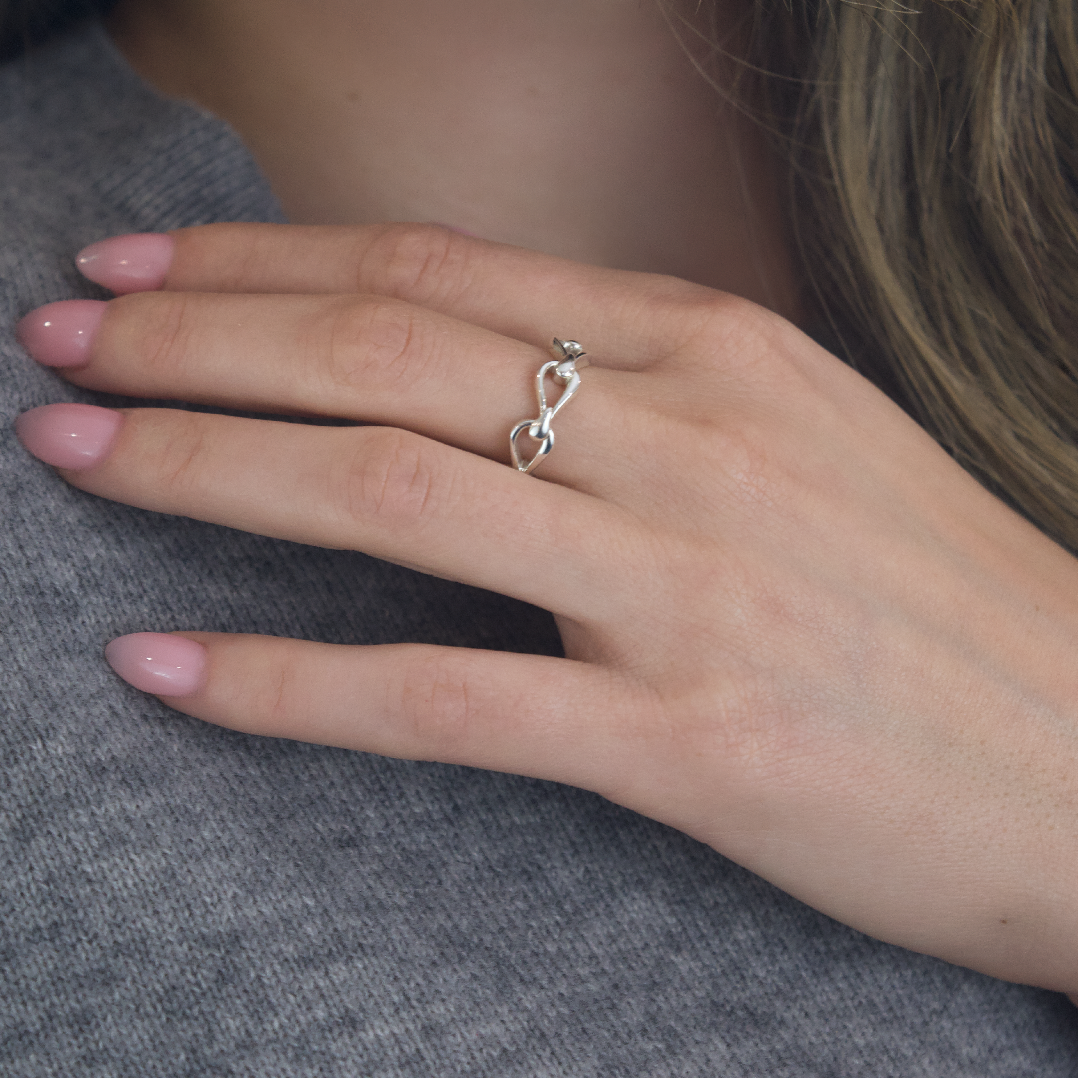 Harp Eternity Ring in Sterling Silver