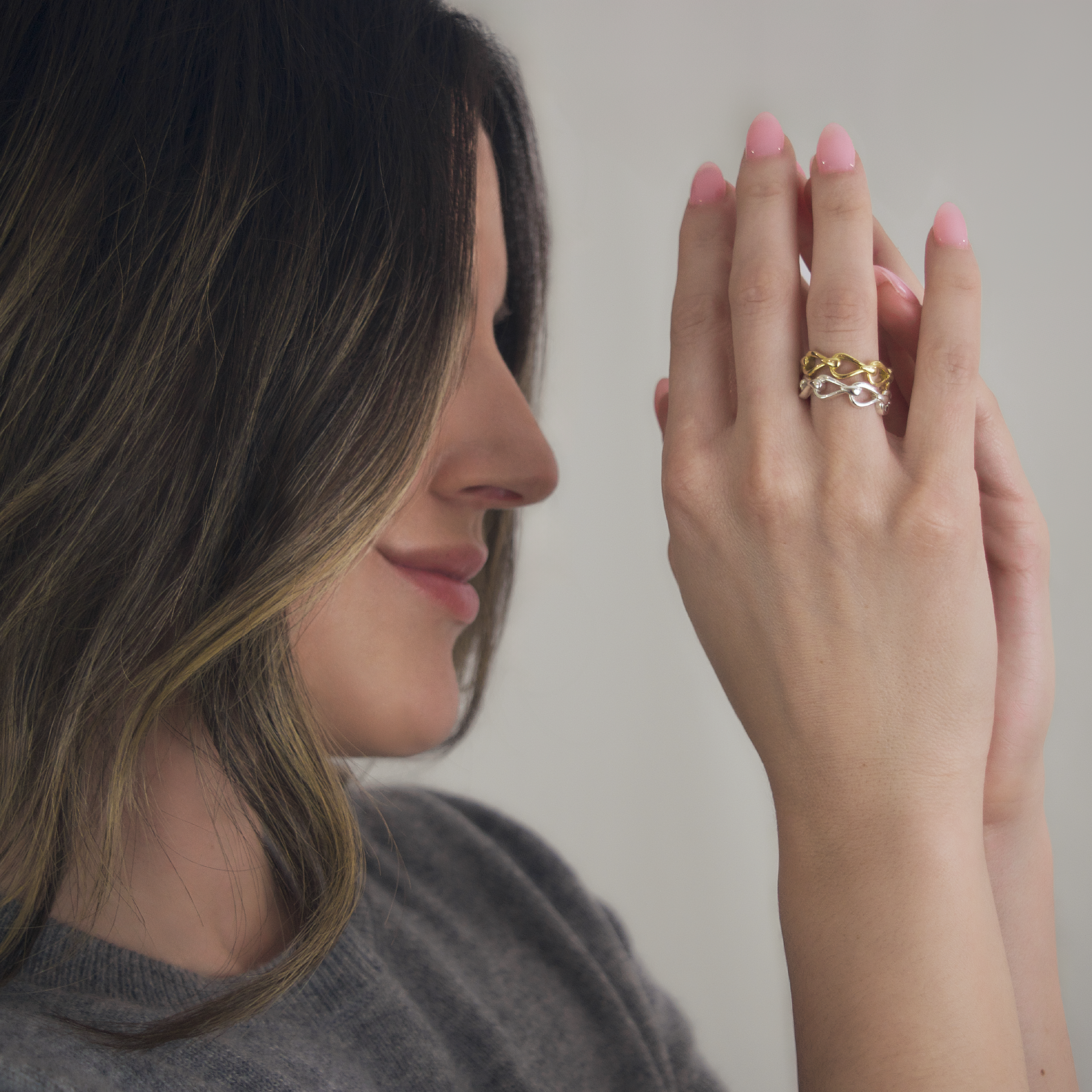 Harp Eternity Ring in Sterling Silver