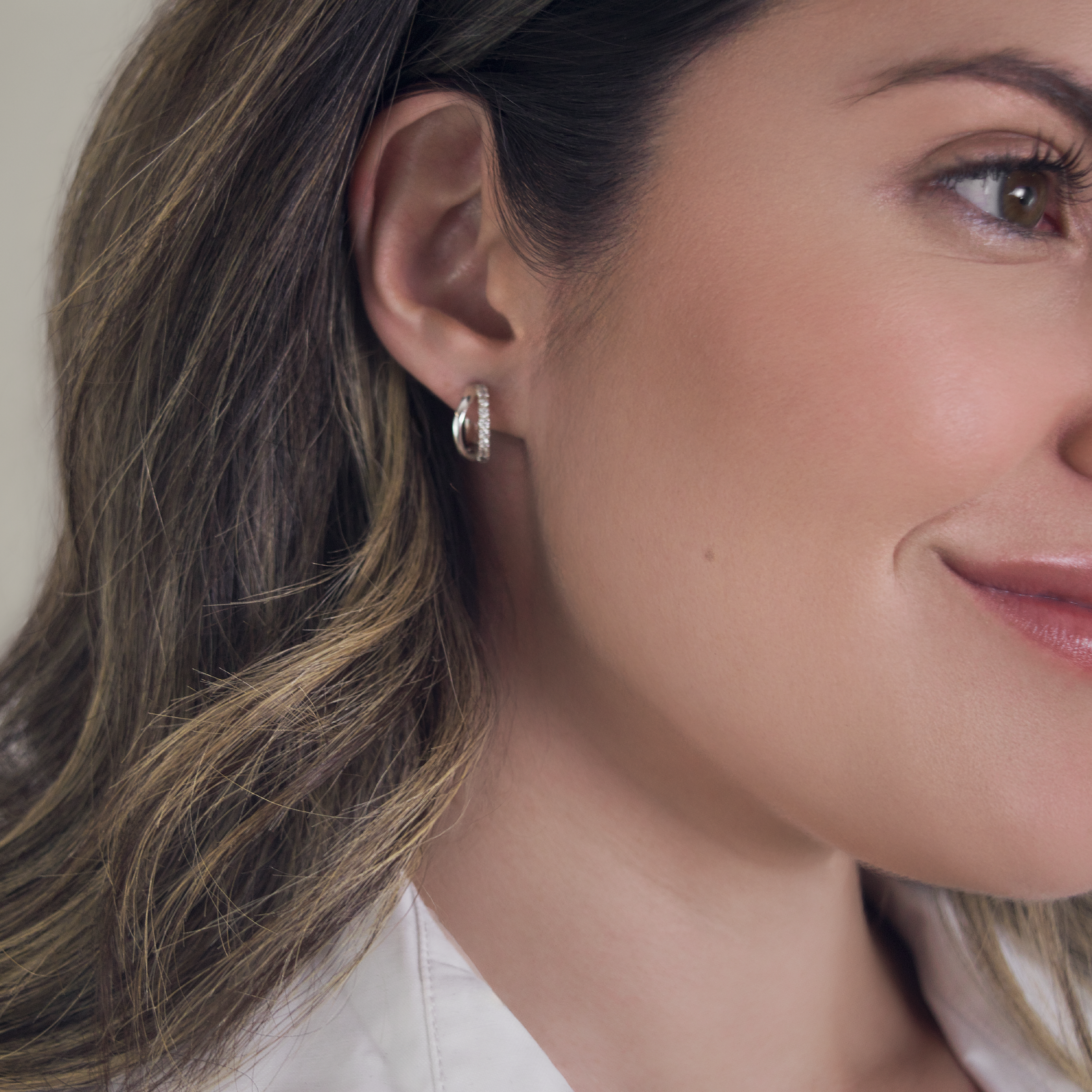 Harp Silhouette Huggie Earrings in Sterling Silver