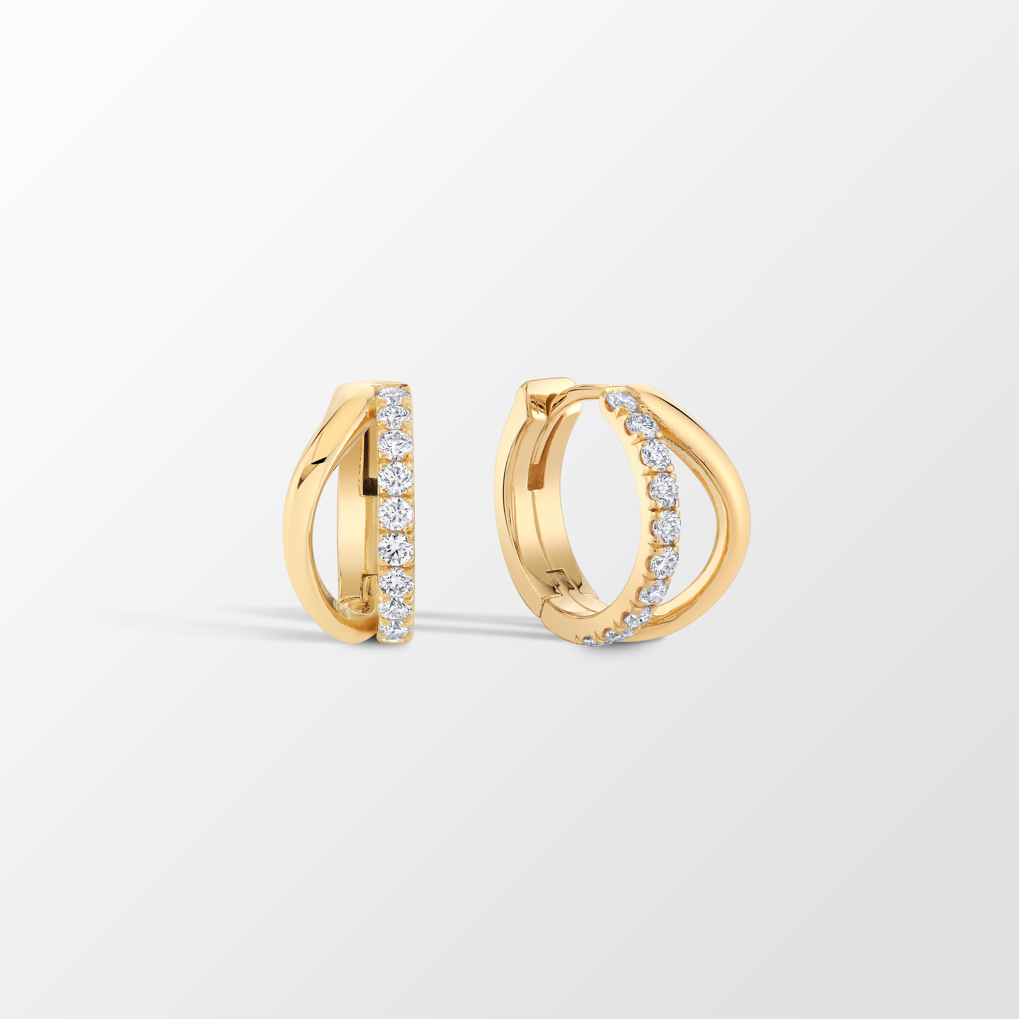 Harp Silhouette Huggie Earrings in 18K Gold