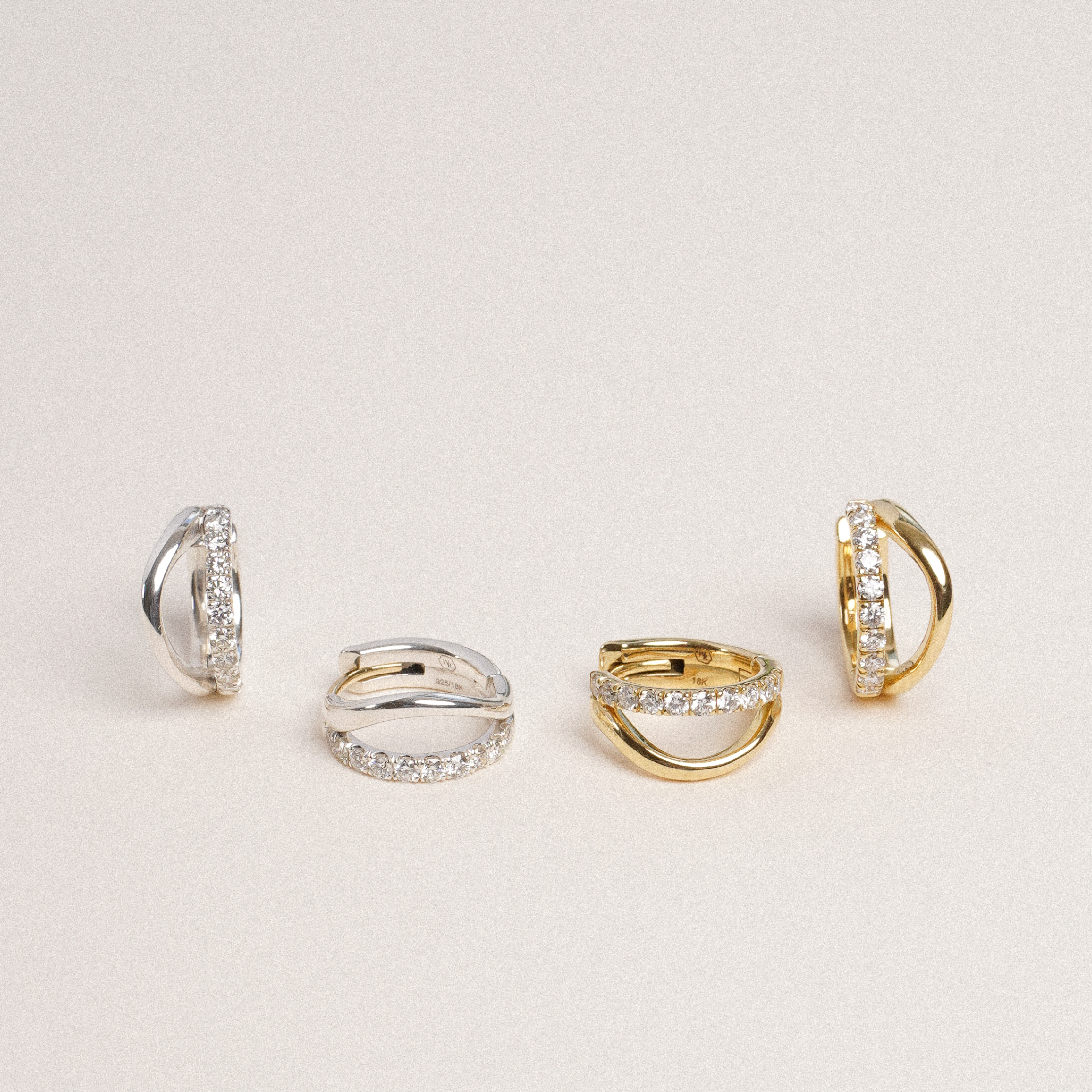 Harp Silhouette Huggie Earrings in 18K Gold