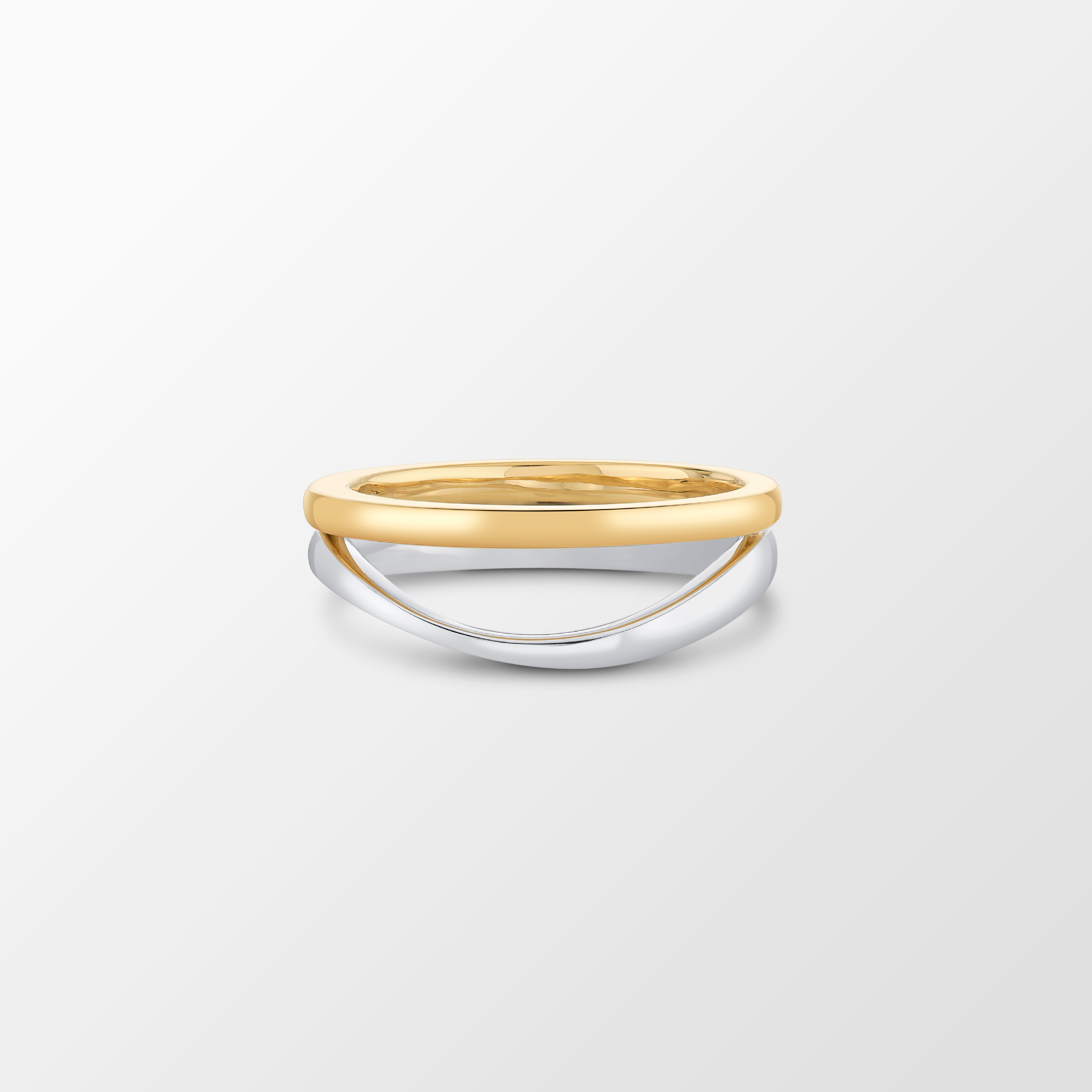 Harp Silhouette Ring in Sterling Silver and 18K Yellow Gold