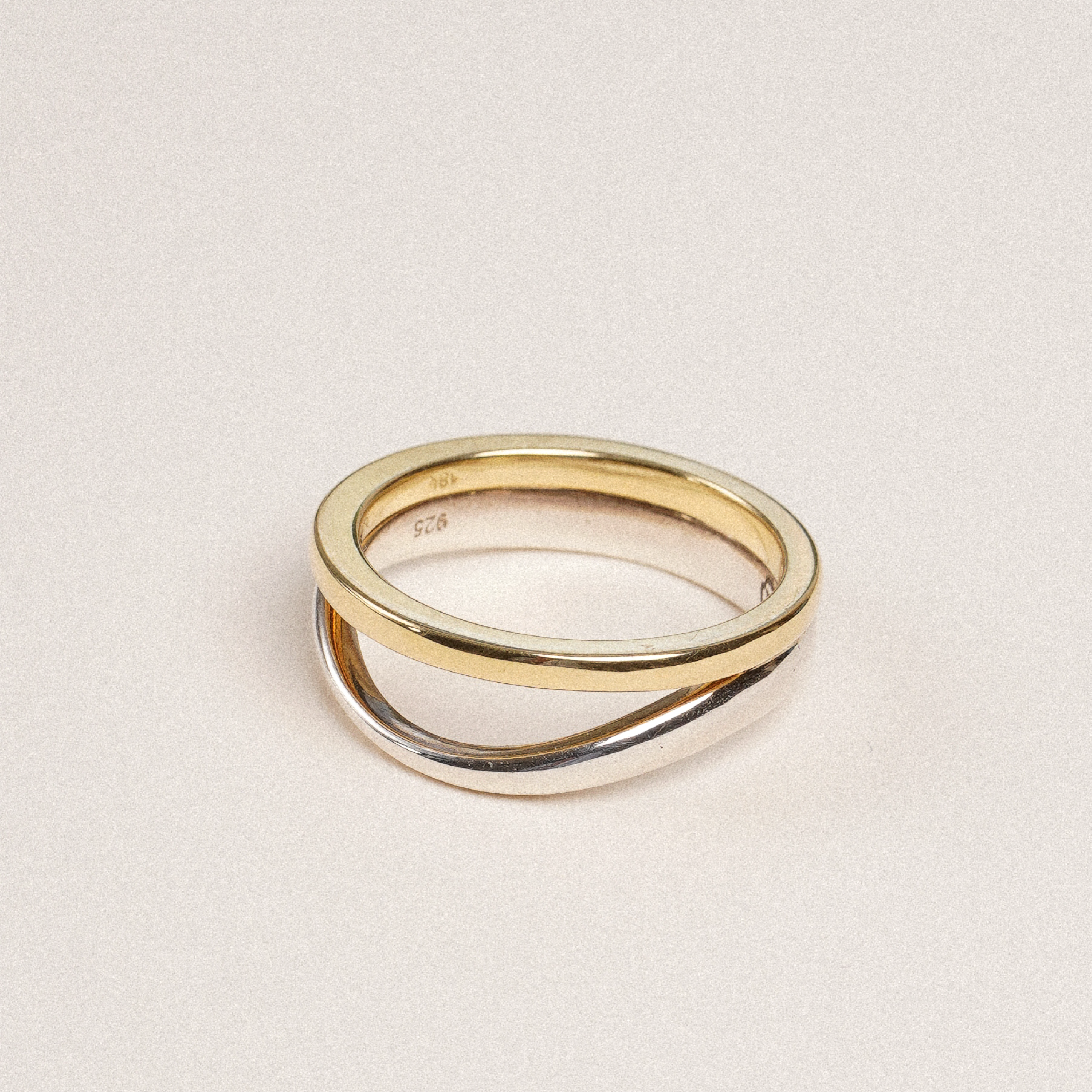 Harp Silhouette Ring in Sterling Silver and 18K Yellow Gold