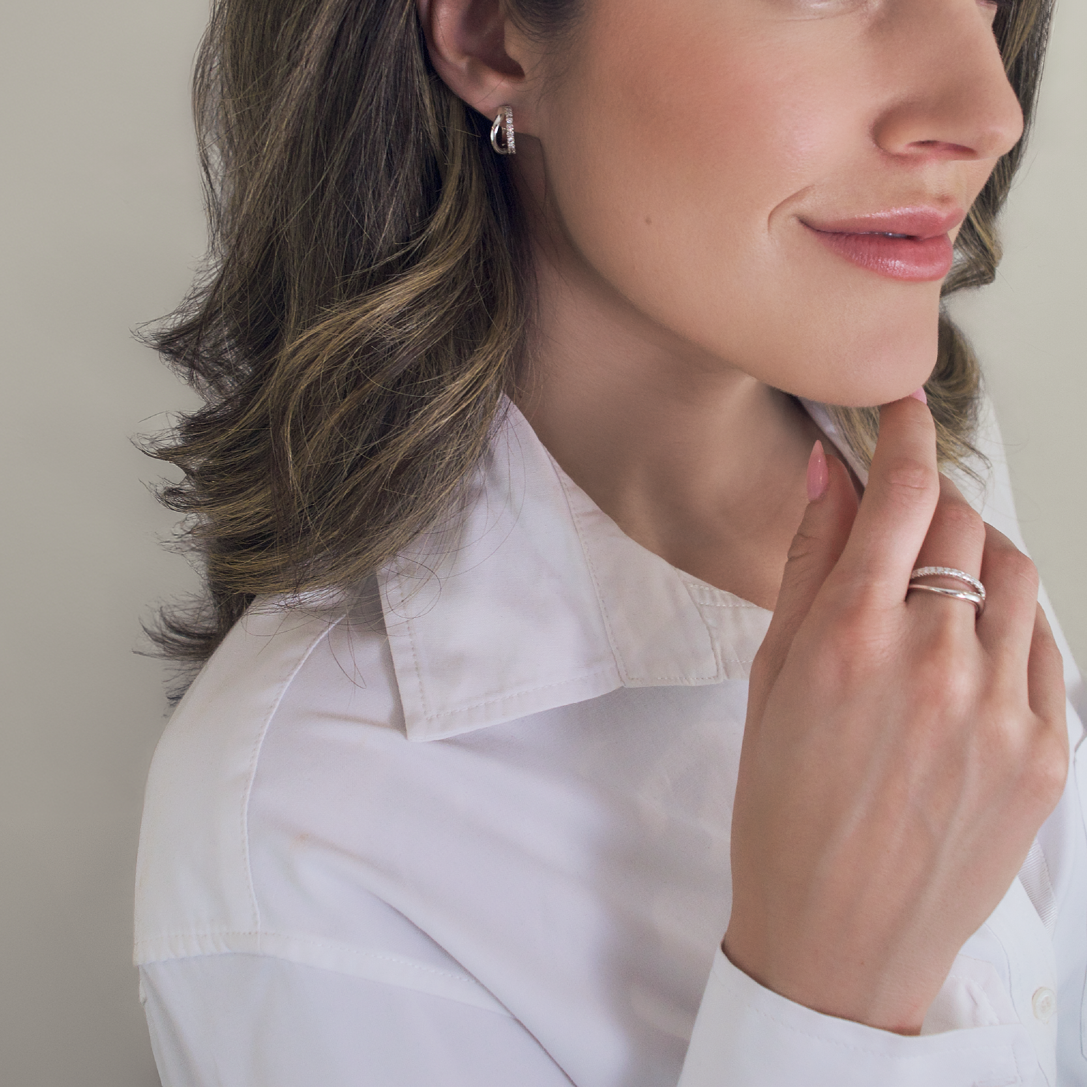 Harp Silhouette Huggie Earrings in Sterling Silver