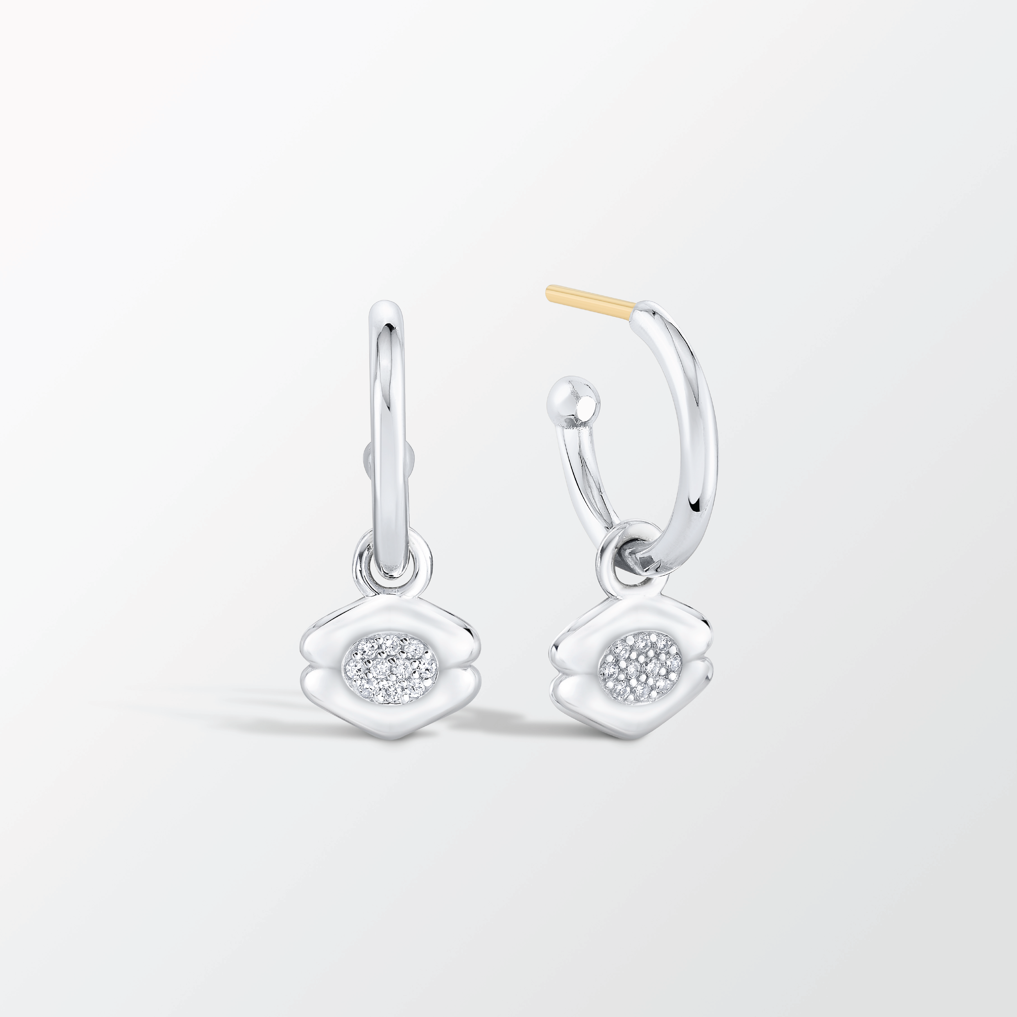 Quatreharp Drop Earrings with Diamonds