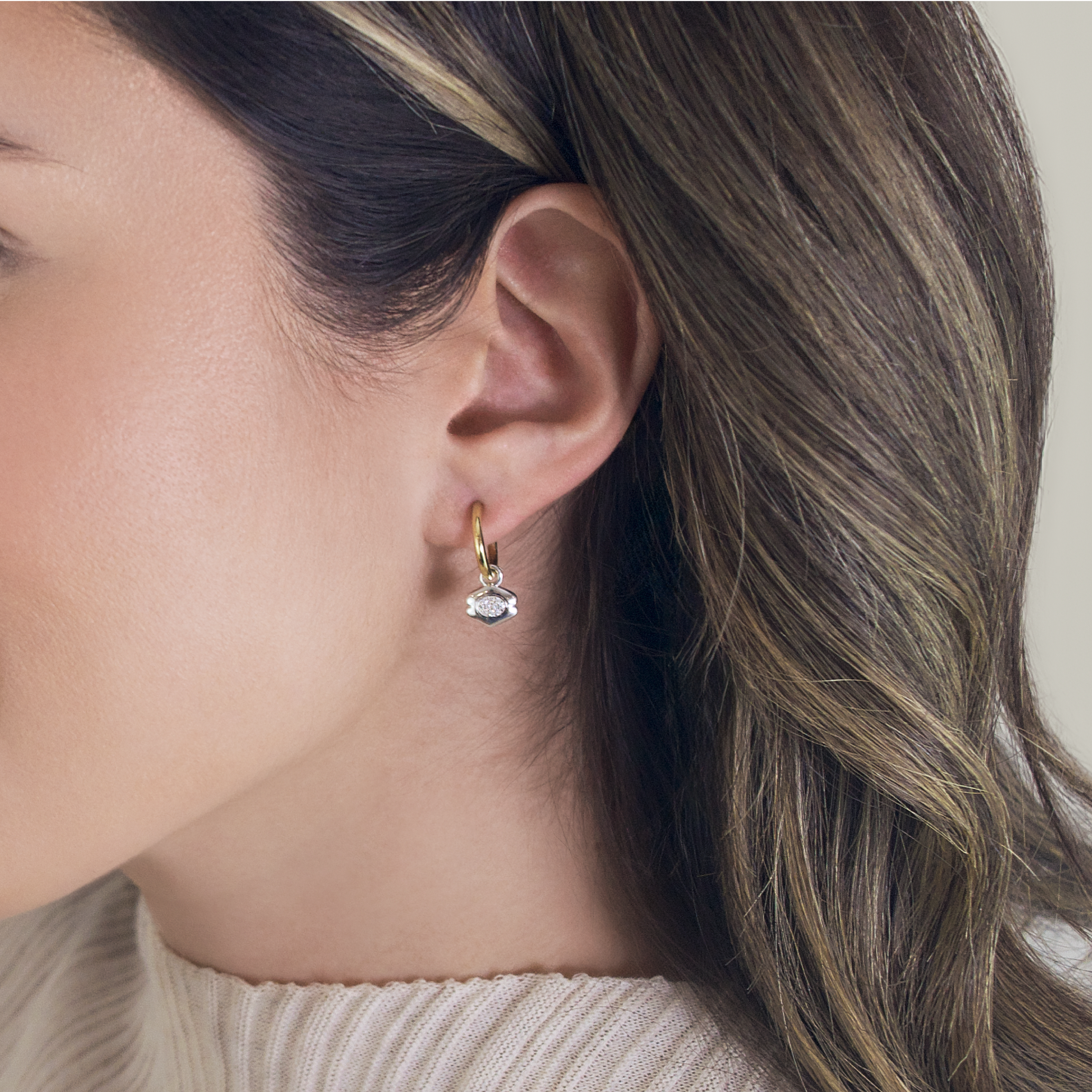 Quatreharp Drop Earrings with Diamonds