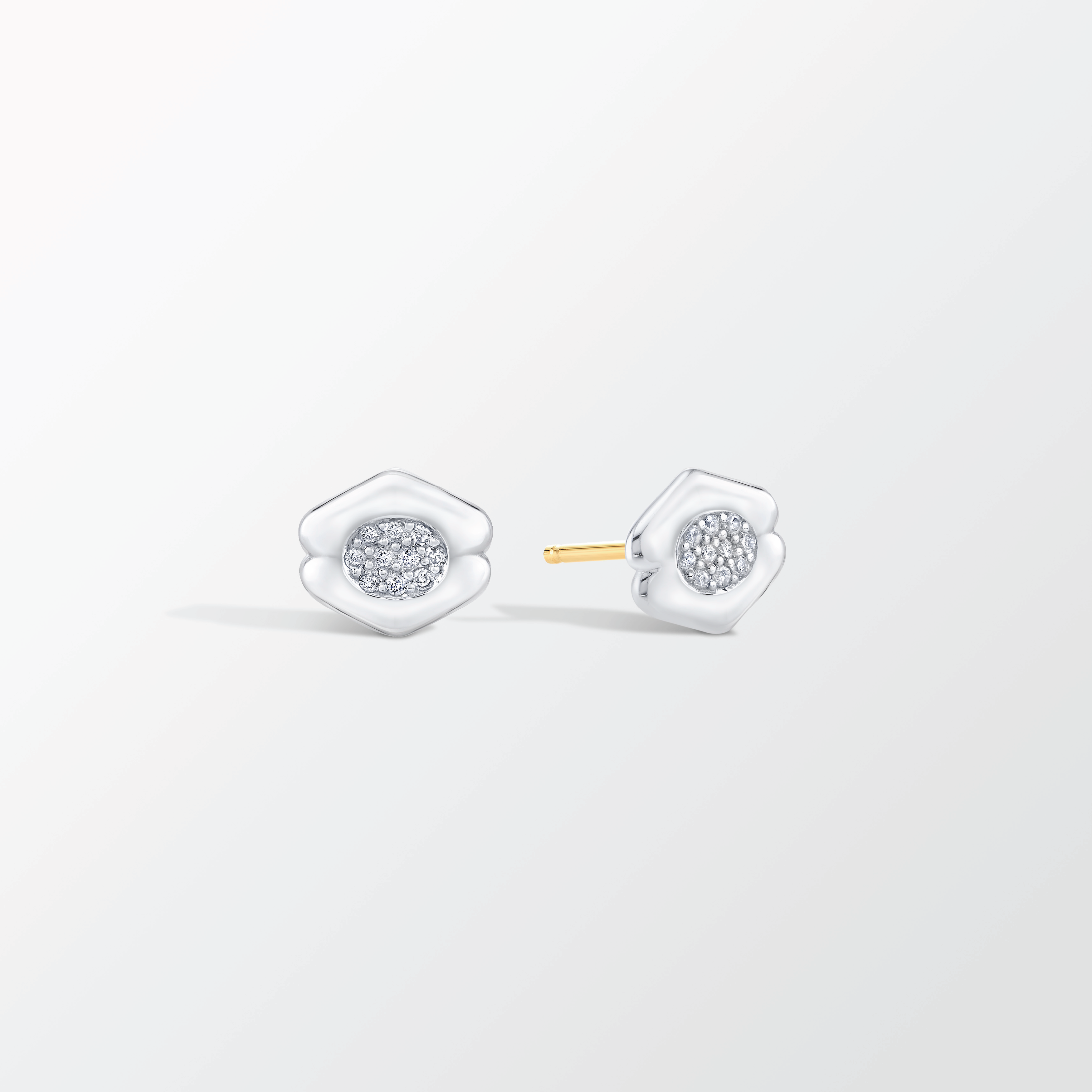 Quatreharp Stud Earrings with Diamonds